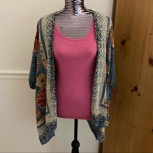 NWOT Francesca's Blue/Pink Floral Cardigan